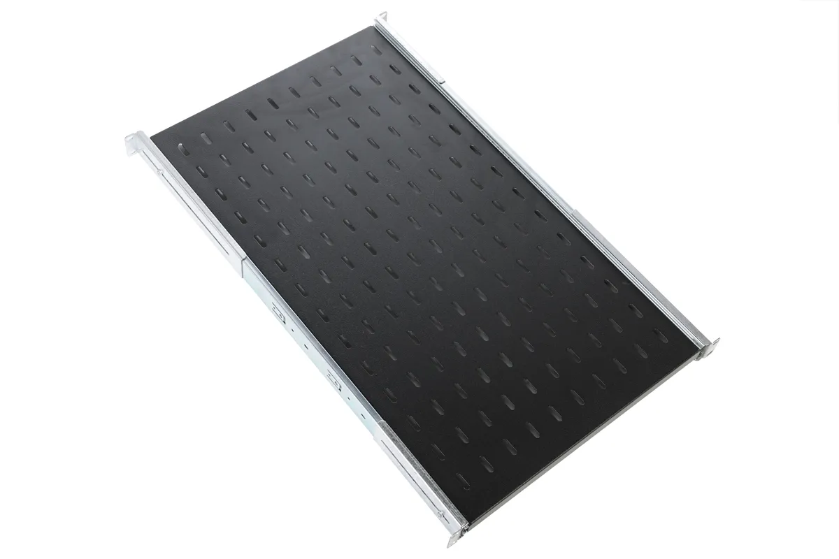 картинка Полка перфорированная выдвижная с телескопическими направляющими, глубина 1000 мм, цвет черный  