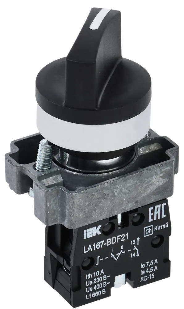 картинка Переключатель LA167-BDF21 на 2 положения 1з черный IEK  