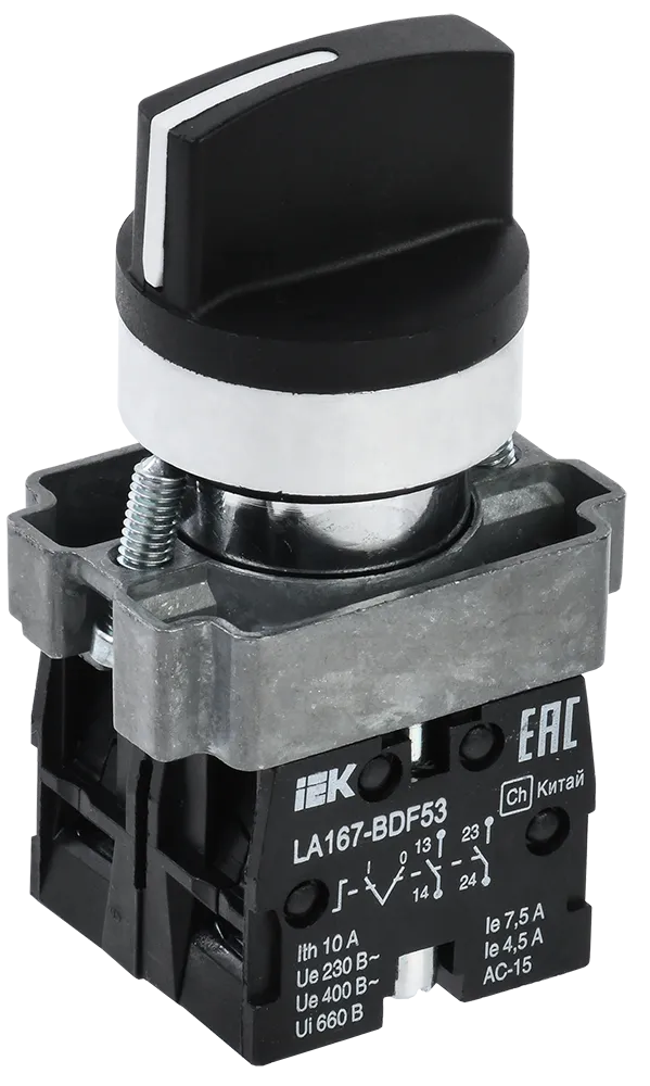 картинка Переключатель LA167-BDF53 на 3 положения 2з черный IEK  