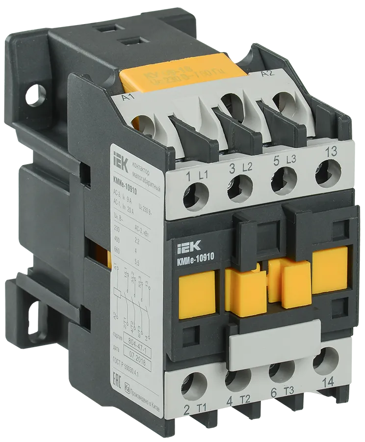 картинка Контактор КМИе-10910 9А 110В/АС3 1НО IEK  